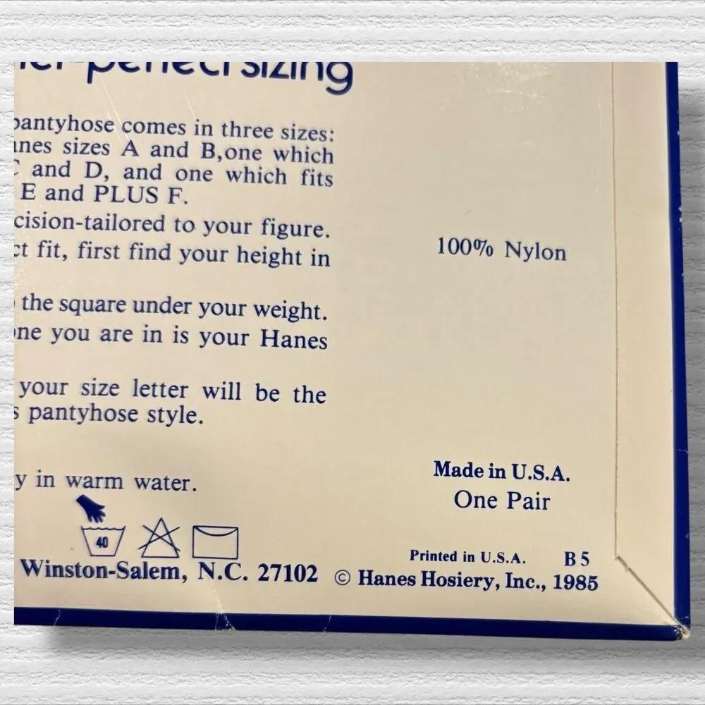 Vintage 1985 Hanes Too Sheer Pantyhose Size C-D Barely There Reinforced Toe